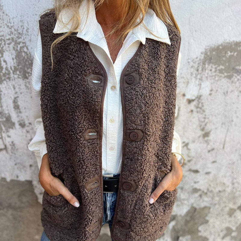 Leora - Gilet sans manches raffiné avec poches fonctionnelles