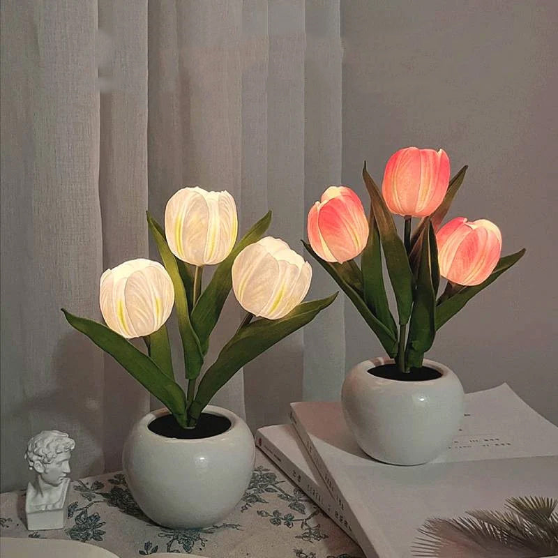 Tulipora - Tulipán formájú asztali lámpa LED-világítással