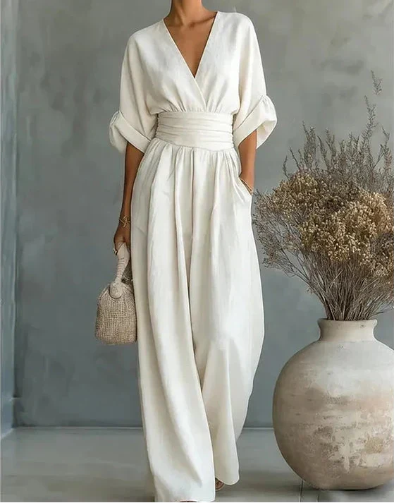 Elegant Women's Jumpsuit with V-Neck