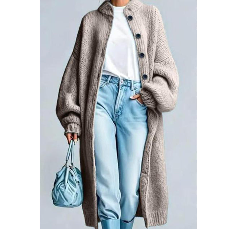 LongKnit – Long Knit Coat with Full Button Closure and Oversized Fit
