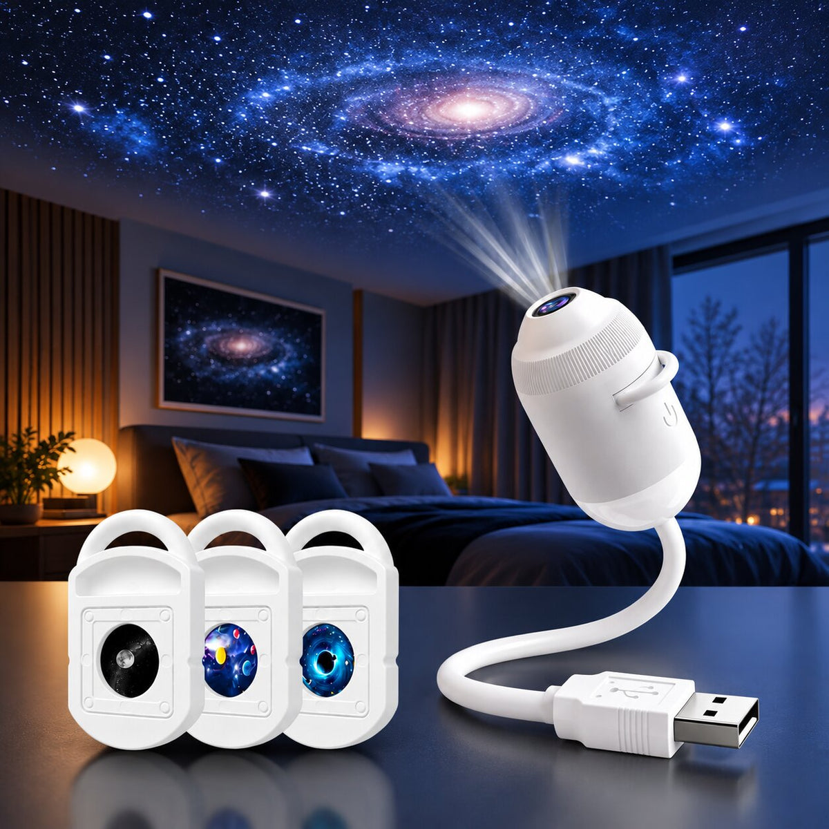 Starfolio - Proyector de cielo estrellado con discos intercambiables