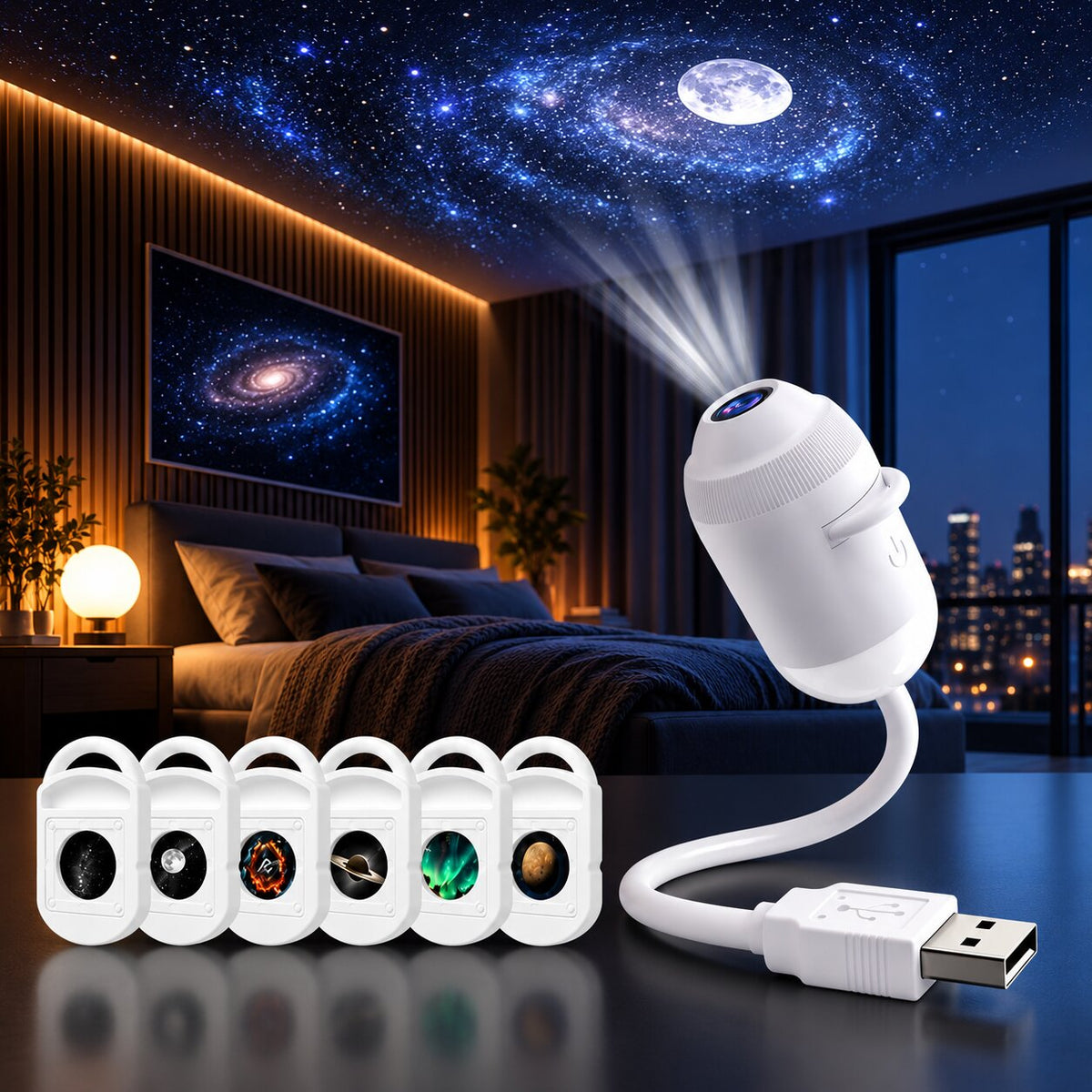 Starfolio - Proyector de cielo estrellado con discos intercambiables