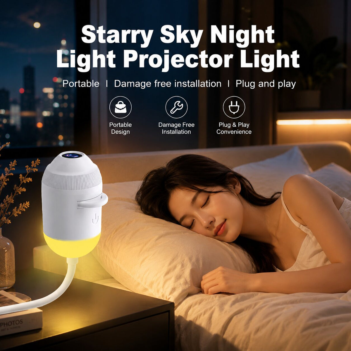 Starfolio - Proyector de cielo estrellado con discos intercambiables