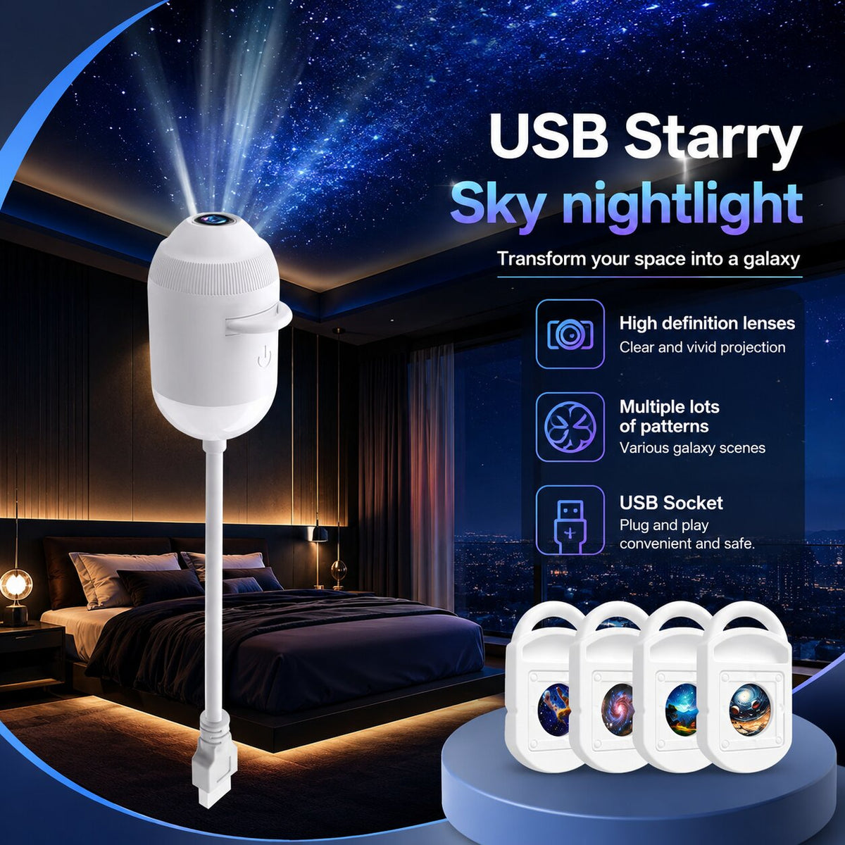 Starfolio - Proyector de cielo estrellado con discos intercambiables