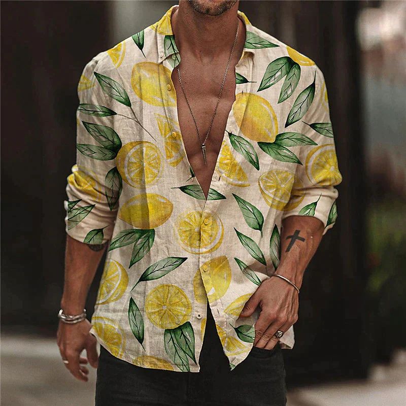 Liam - Stylowa koszula z krótkim rękawem i nadrukiem cytryny
