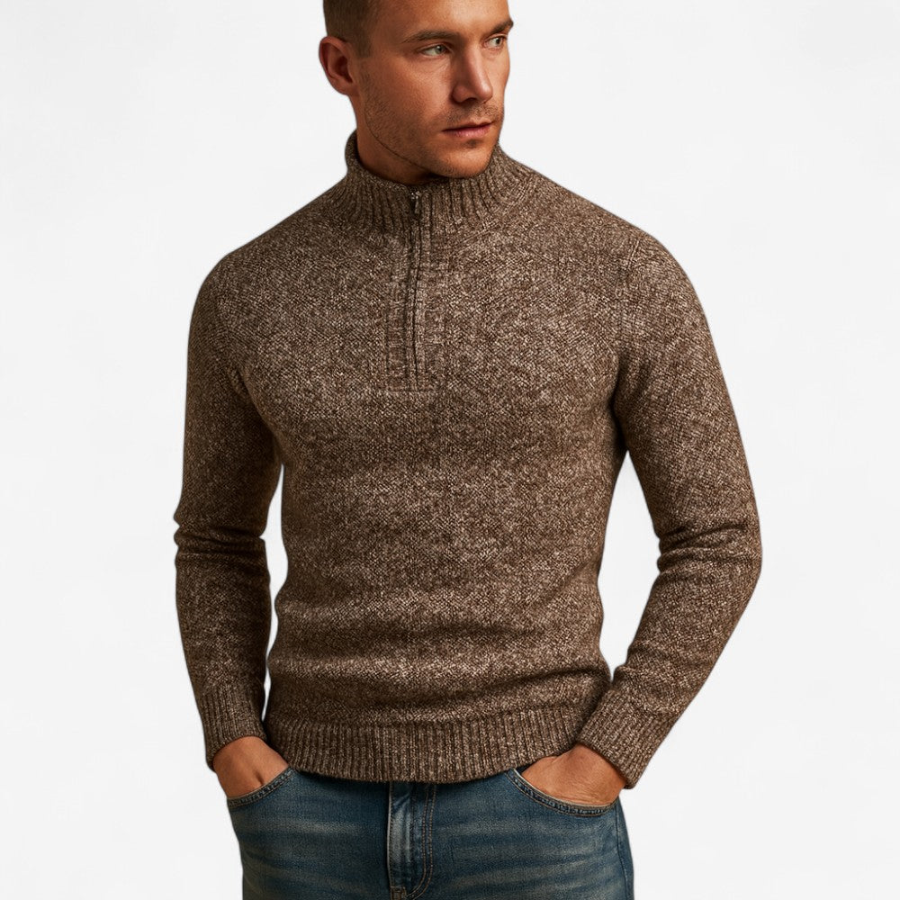 Lucas – Half-Zip Sweater with Ribbed Details