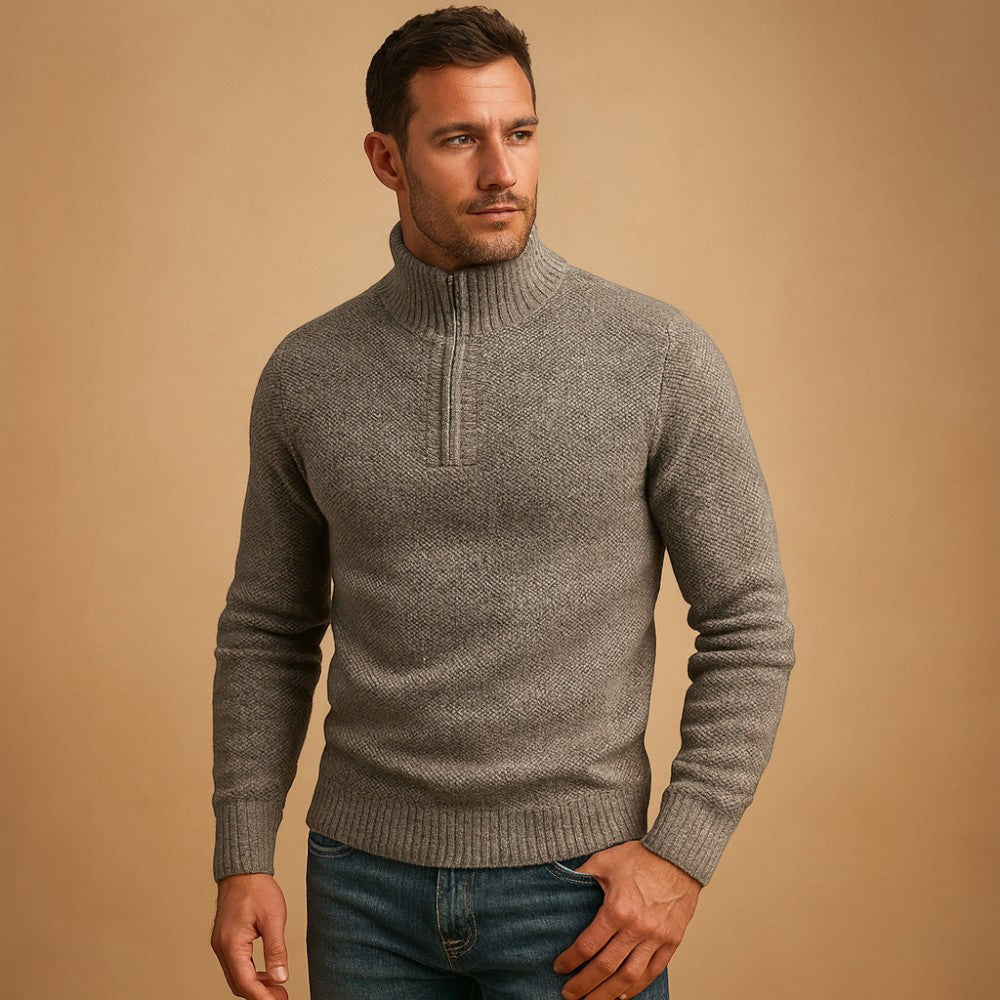 Lucas – Half-Zip Sweater with Ribbed Details
