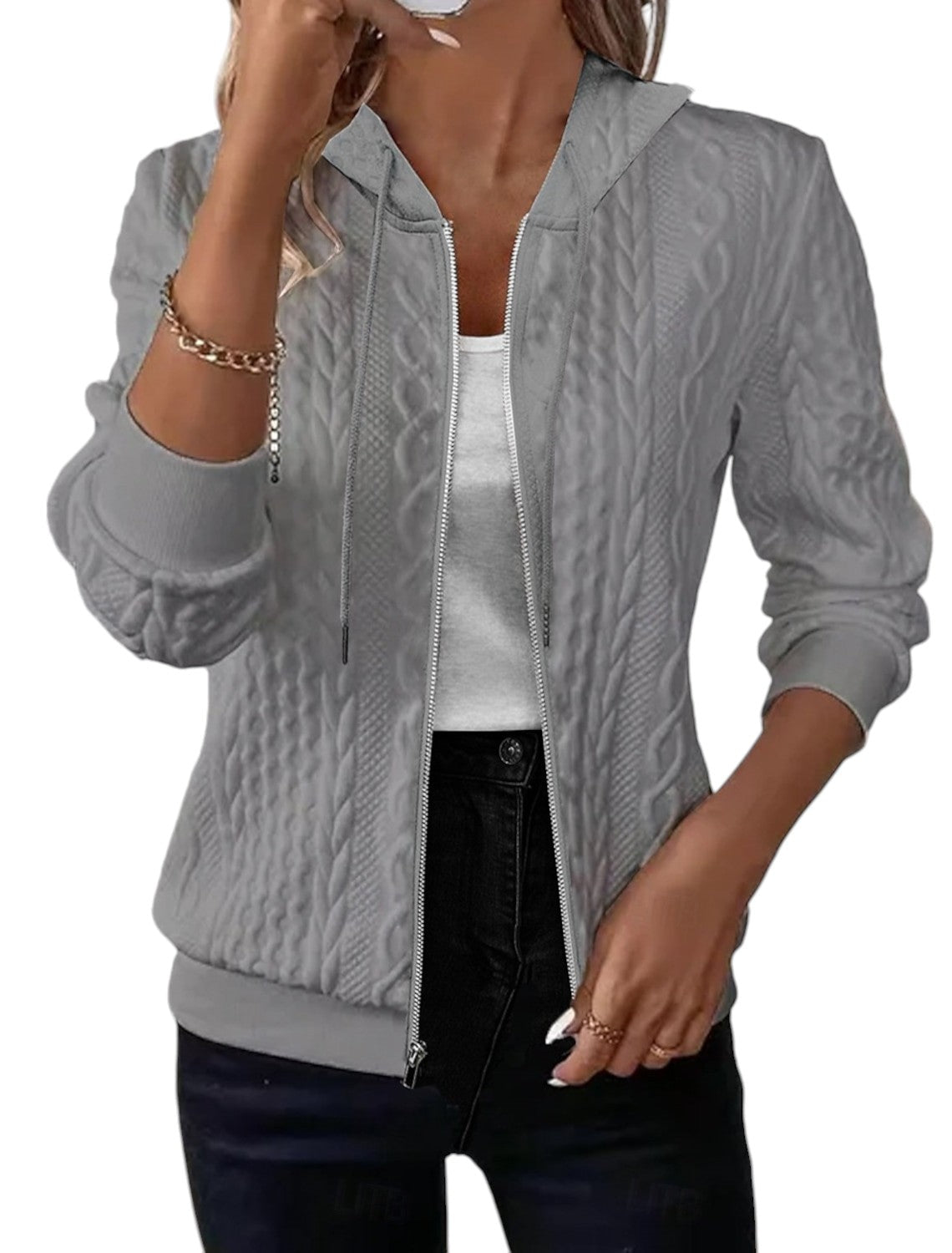 Penelope - Gilet elegante con zip, silhouette sagomata e cappuccio strutturato