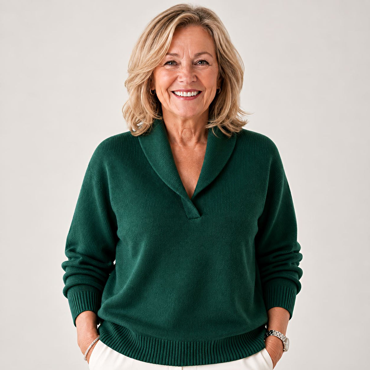 ShawlNeck – V-Neck Sweater with Shawl Collar and Long Sleeves