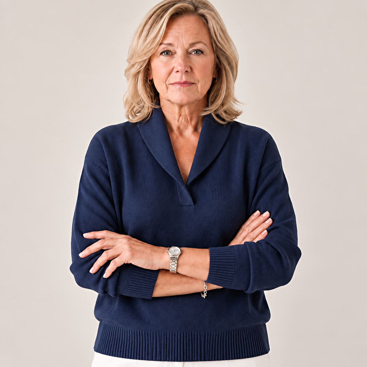 ShawlNeck – V-Neck Sweater with Shawl Collar and Long Sleeves