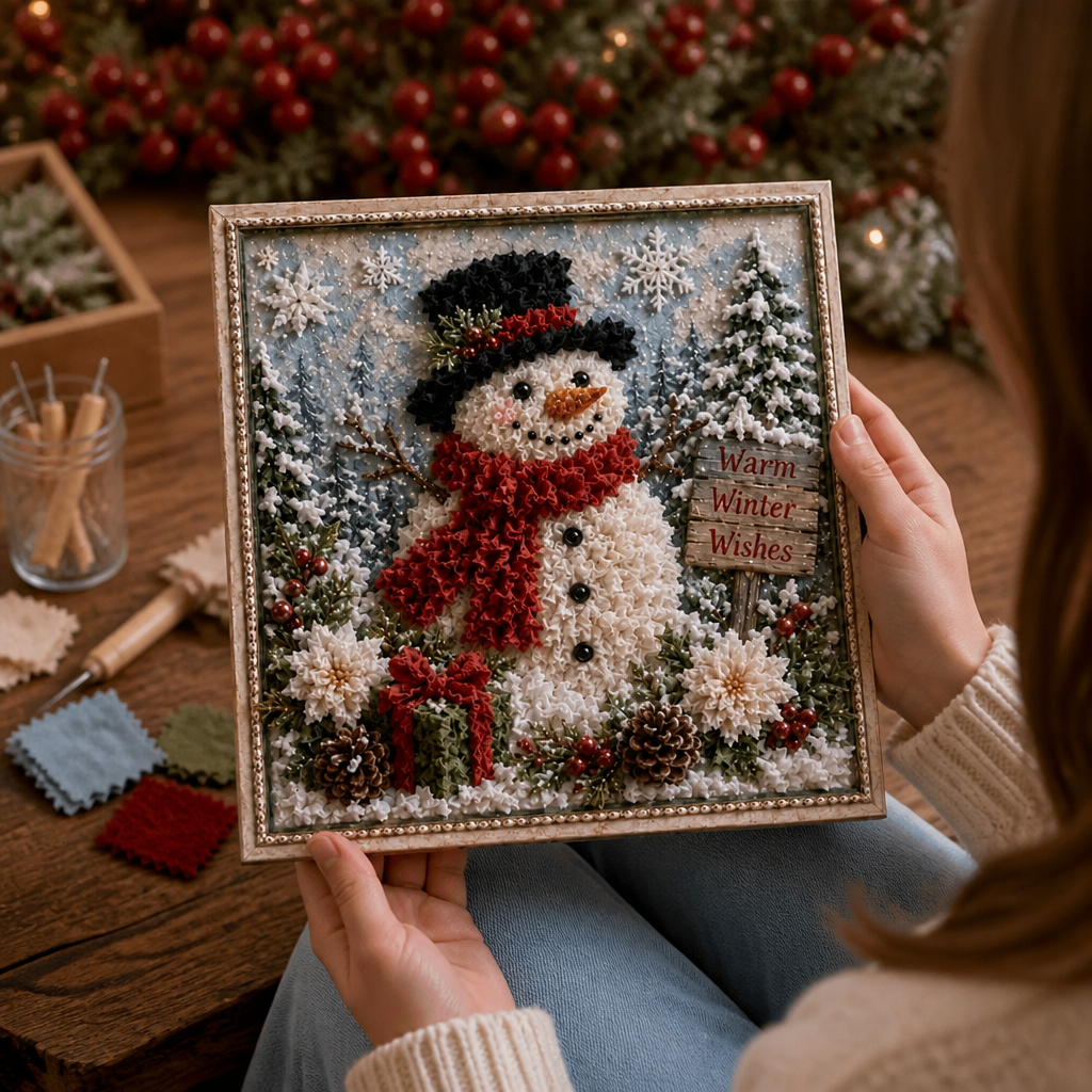 Stitchmas - Kit de manualidades con tela 3D y plantilla precortada