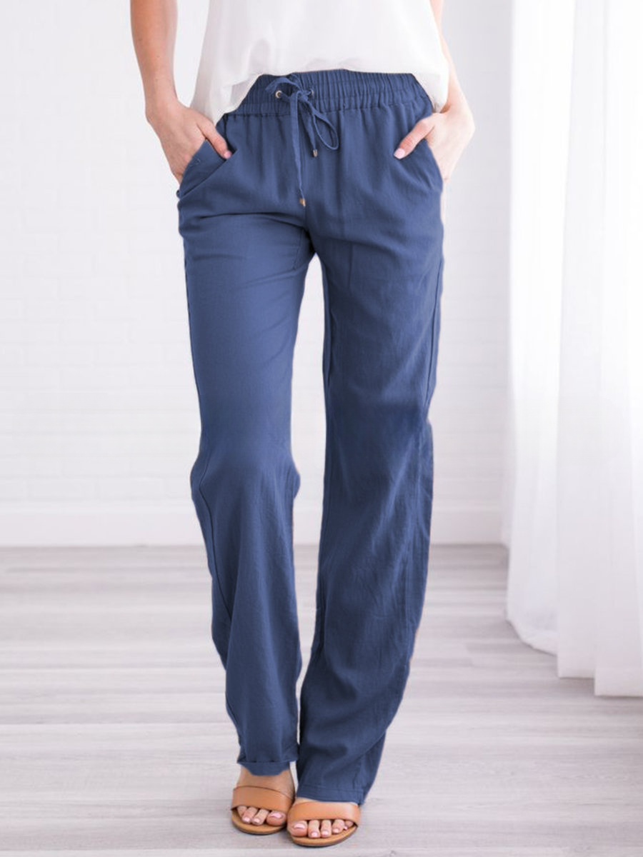 Lena - Relaxed lounge pants with wide-leg fit and functional pockets