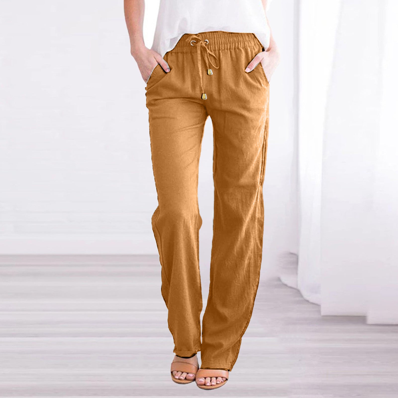 Lena - Relaxed lounge pants with wide-leg fit and functional pockets