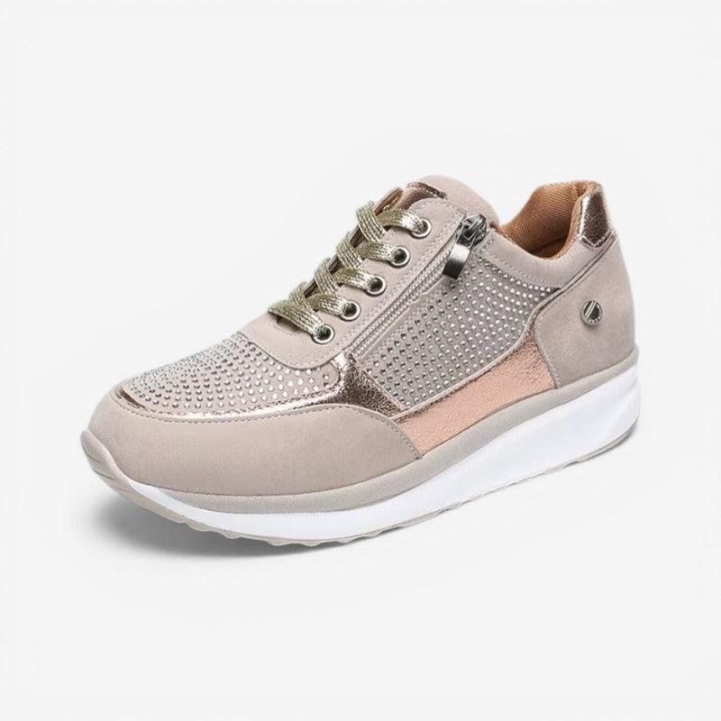 Claire - Round Toe Sneakers with Side Zipper | Non-Slip Sole for Safe Walking | Easy On/Off Comfort | Everyday Casual Shoes