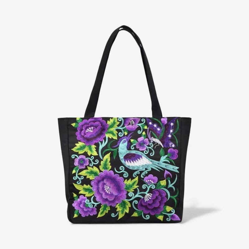 Liesbeth – Tote Bag with Handles and Embroidered Floral Design