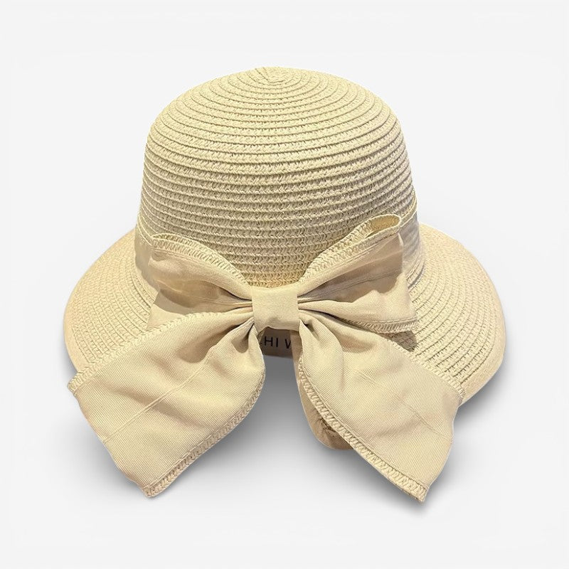 Solenne - Wide Brim Hat with Decorative Bow Design