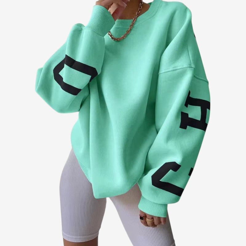 Farrah - Pull oversize à manches longues avec col rond