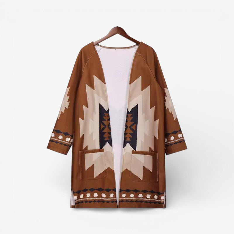 Juna - Long sleeve V-neck cardigan with side pockets