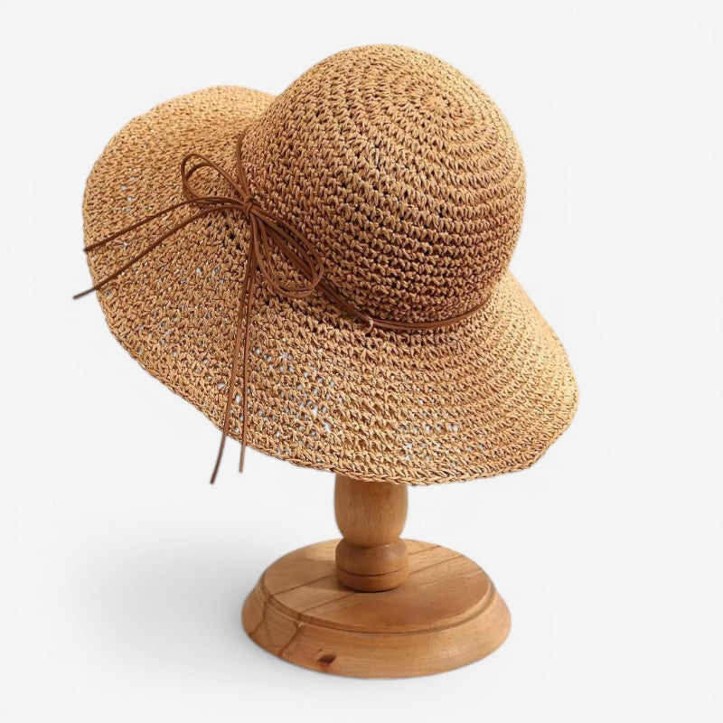 Lina – Chapeau à large bord avec design pliable | Construction légère en paille | Couverture facile pour un port quotidien | Taille standard | Blanc, Marron, Bleu, Kaki