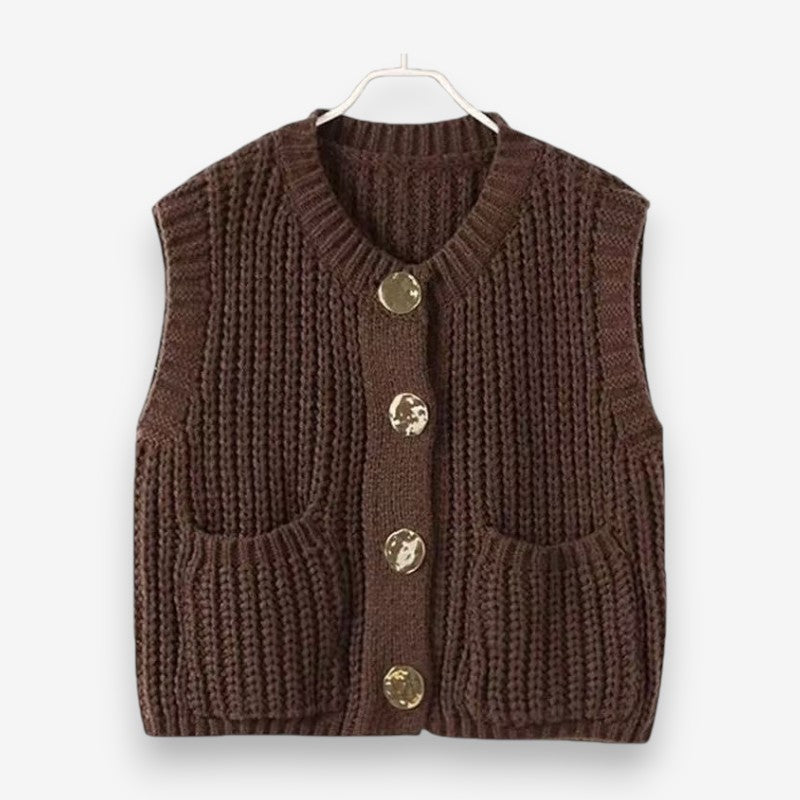 Maelis – Gilet senza maniche con tasche e bottoni