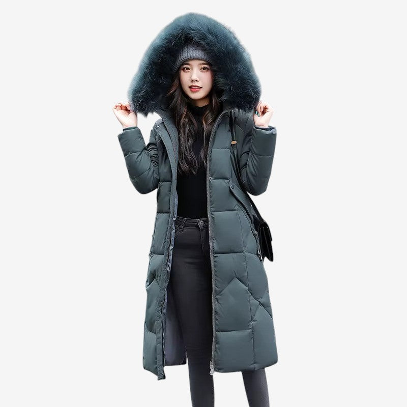 Maria – Cappotto lungo a maniche lunghe con cappuccio e chiusura con zip