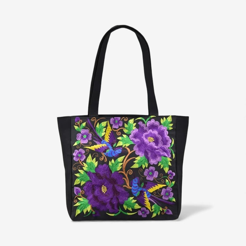 Liesbeth – Tote Bag with Handles and Embroidered Floral Design