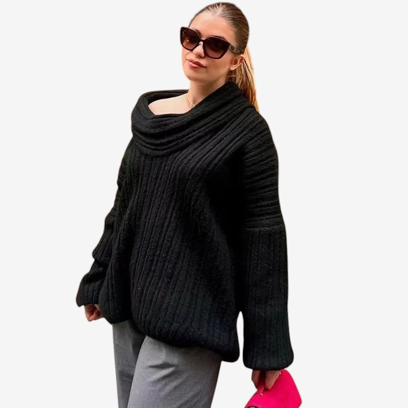 Julie – Maglione oversize a maniche lunghe con dettaglio a coste