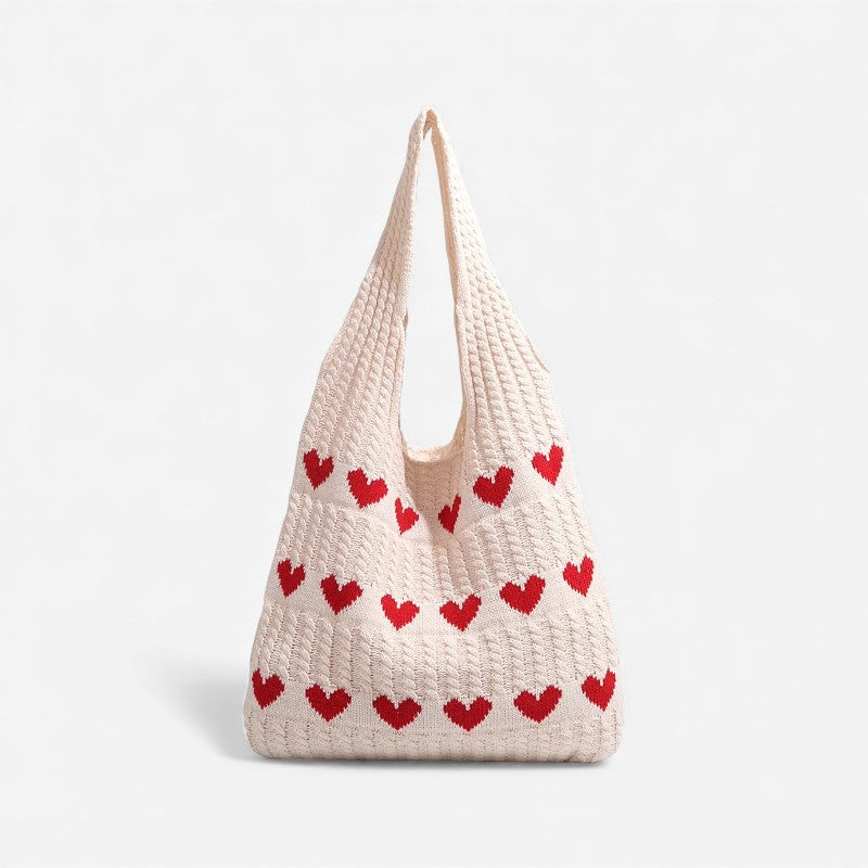 Demi – Borsa tote con manici e design ricamato a cuore