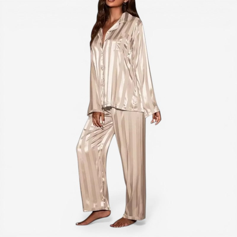 Button-Front Women's Pajama Set Long Sleeve