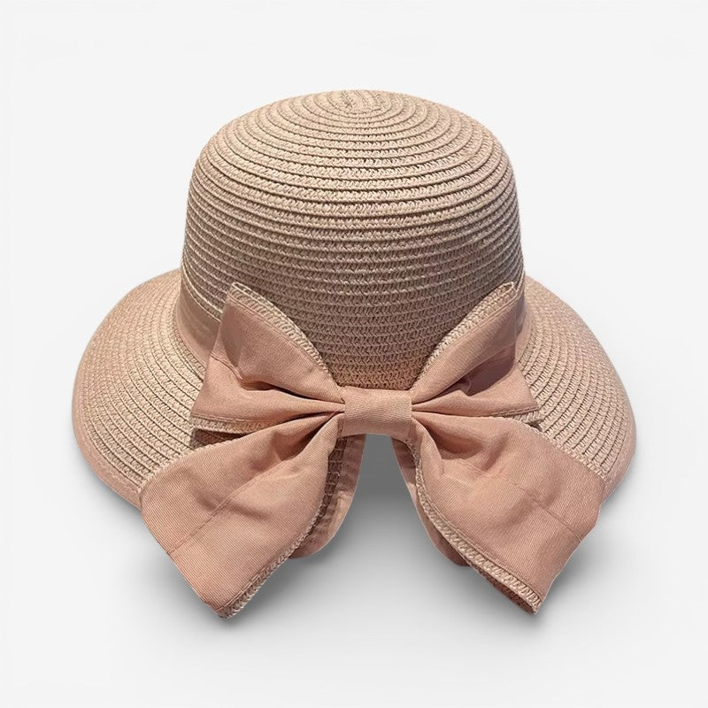 Solenne - Wide Brim Hat with Decorative Bow Design