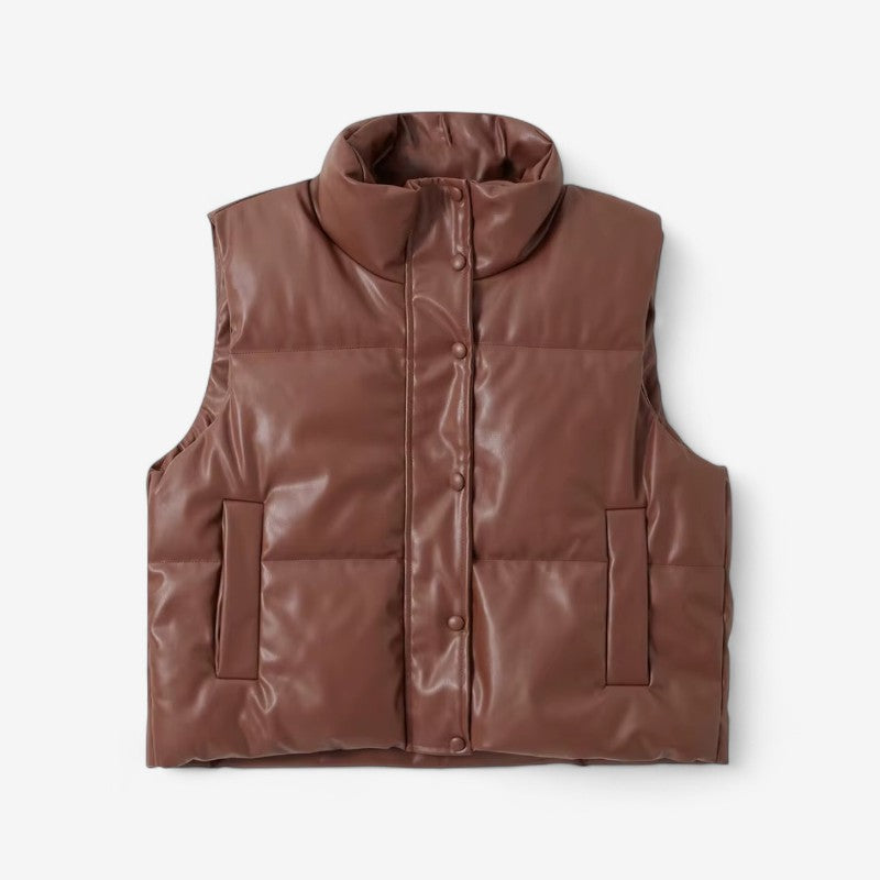 Chloe – Gilet imbottito senza maniche con bottoni frontali e tasche laterali