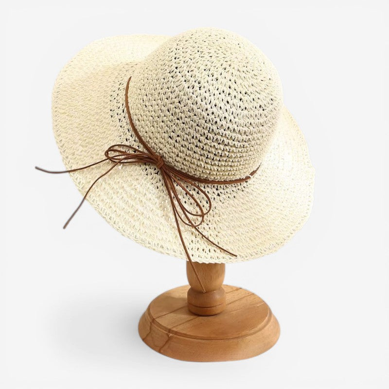Lina – Chapeau à large bord avec design pliable | Construction légère en paille | Couverture facile pour un port quotidien | Taille standard | Blanc, Marron, Bleu, Kaki