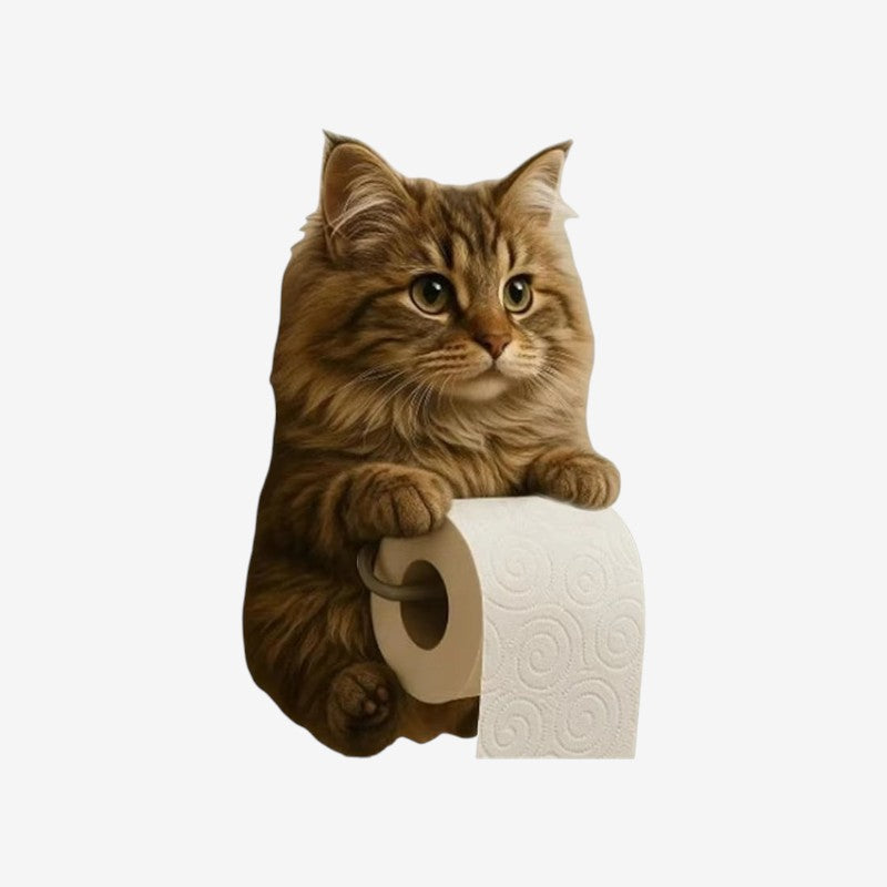 PawHold – Porte-rouleau de papier toilette à fixation murale avec design inspiré du chat