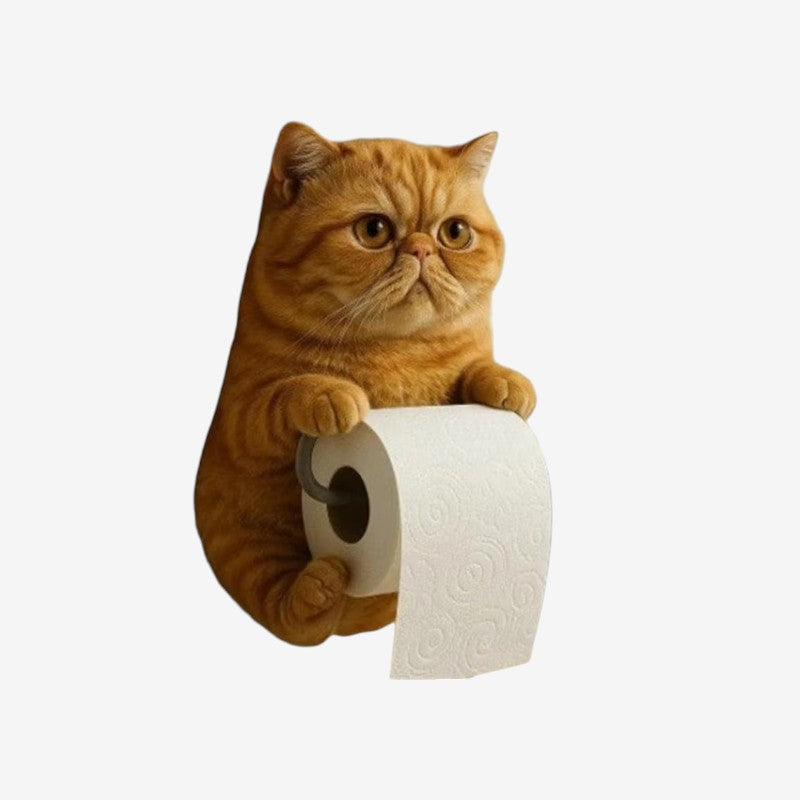 PawHold – Porte-rouleau de papier toilette à fixation murale avec design inspiré du chat