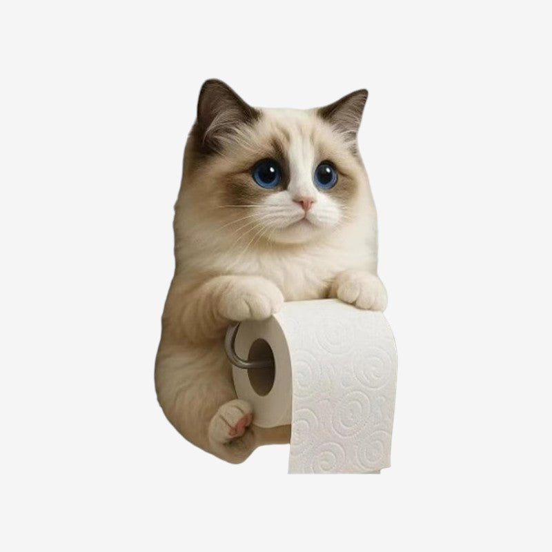 PawHold – Porte-rouleau de papier toilette à fixation murale avec design inspiré du chat