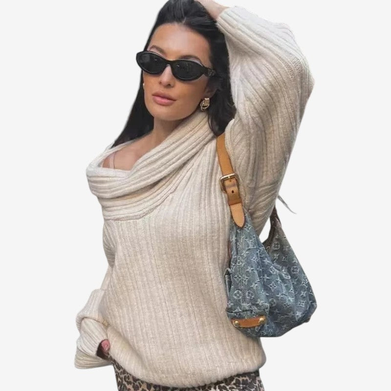 Julie – Maglione oversize a maniche lunghe con dettaglio a coste