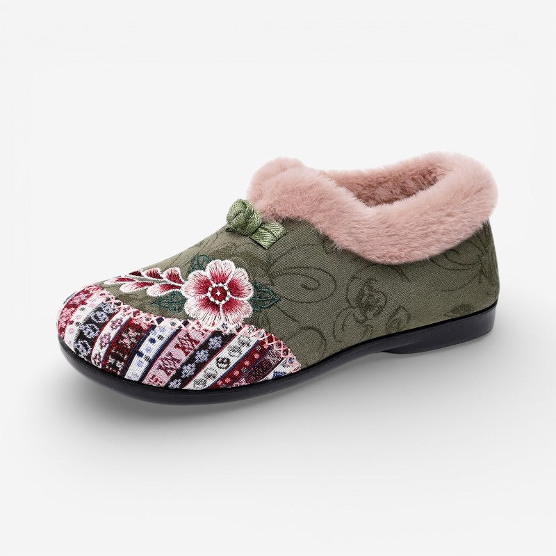 Zayla – Scarpe stampate antiscivolo con fodera in pelliccia e punta tonda