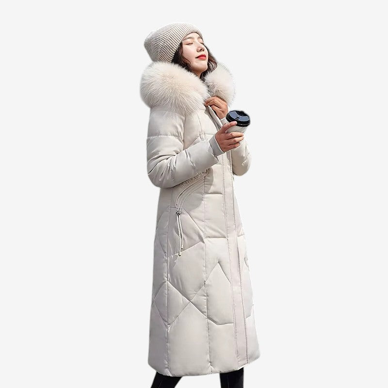 Maria – Cappotto lungo a maniche lunghe con cappuccio e chiusura con zip