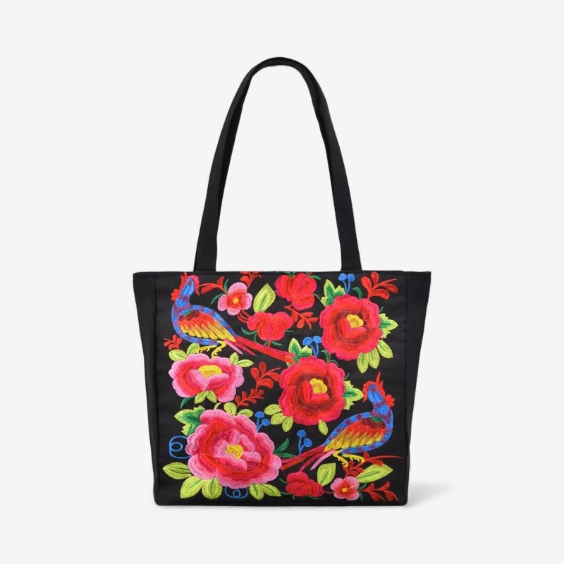 Liesbeth – Tote Bag with Handles and Embroidered Floral Design