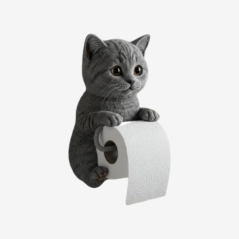 PawHold – Porte-rouleau de papier toilette à fixation murale avec design inspiré du chat