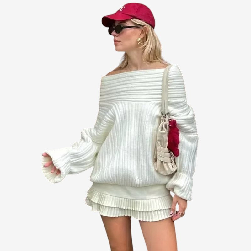 Julie – Maglione oversize a maniche lunghe con dettaglio a coste