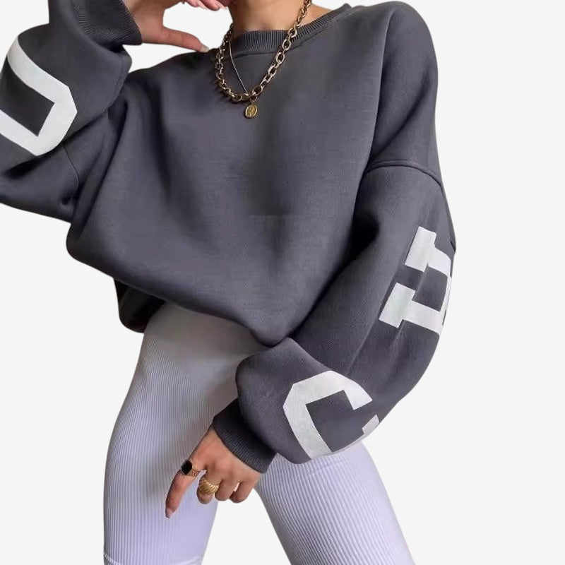 Farrah - Pull oversize à manches longues avec col rond