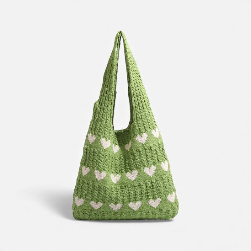 Demi – Borsa tote con manici e design ricamato a cuore