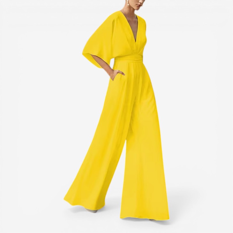 Lottie – Loose Fit Short Sleeve Jumpsuit with V-Neck | Relaxed Everyday Comfort | Easy Casual One-Piece Look
