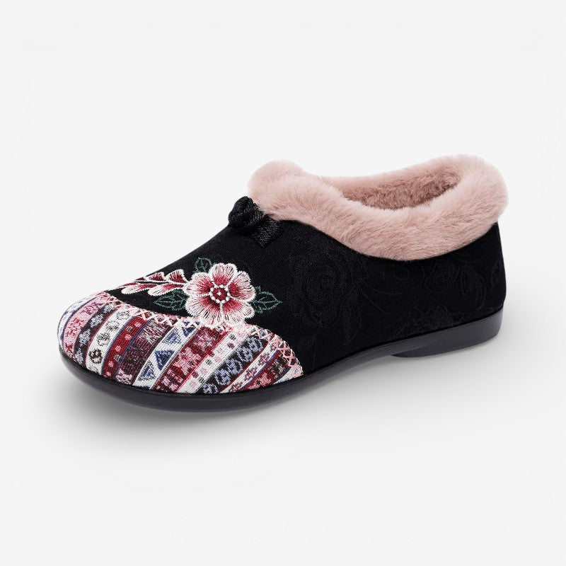 Zayla – Scarpe stampate antiscivolo con fodera in pelliccia e punta tonda