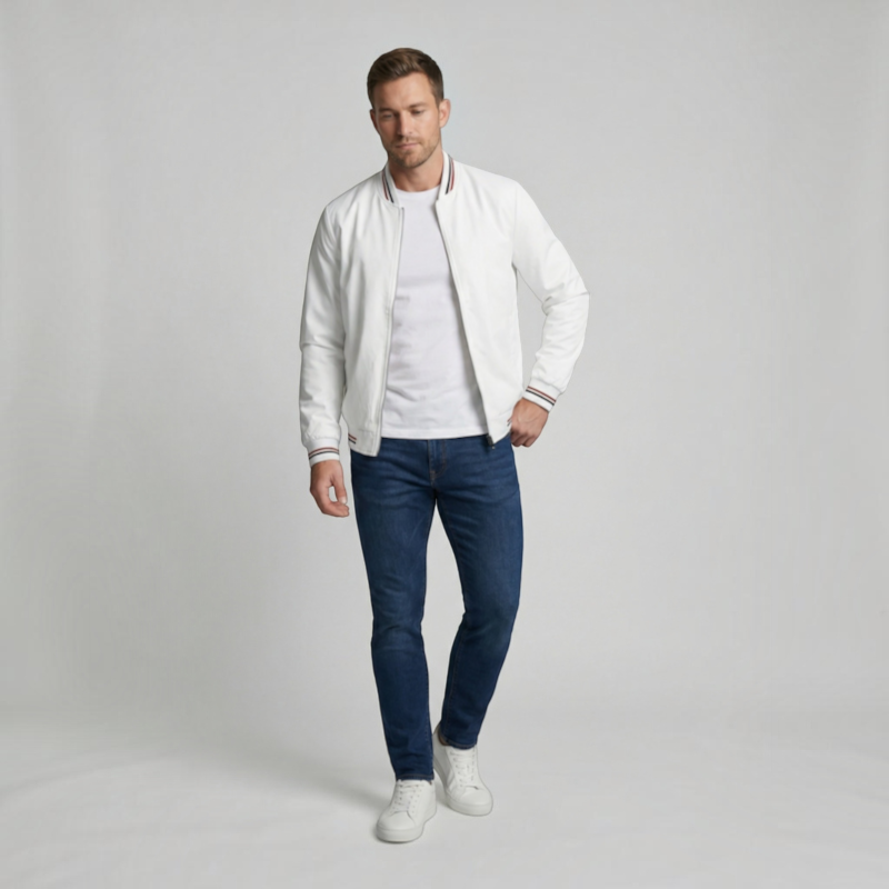 Oliver - Giacca casual da mezza stagione con colletto alla coreana e cerniera integrale