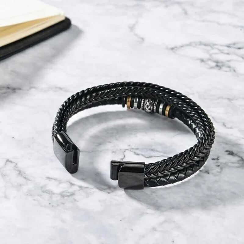 Ethan - Bracciale doppia fila intrecciata ispiratore con chiusura magnetica