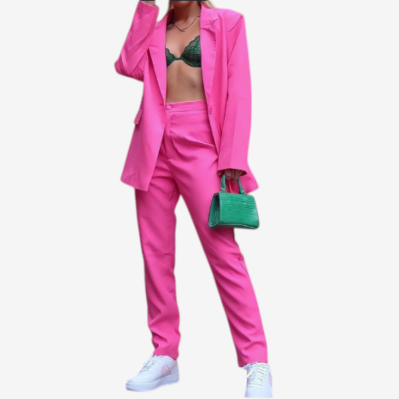Isabella - Blazer and Wide-Leg Pants Set with Single-Button Closure