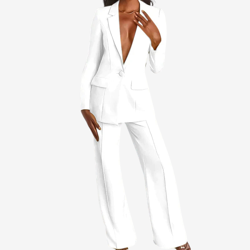 Isabella - Blazer and Wide-Leg Pants Set with Single-Button Closure