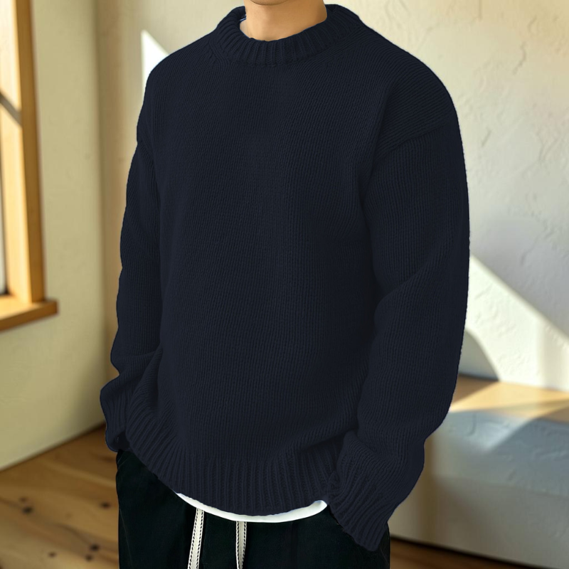 Warmth - Men's Sweater with Classic Round Neck Design